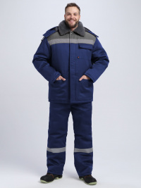 Куртка зимняя для бригадира NEW (тк.Смесовая,210), т.синий/серый