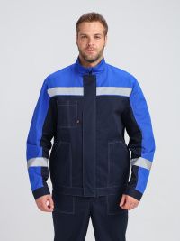 Костюм Бриготек-1 СОП (тк.Смесовая,260) брюки, т.синий/васильковый