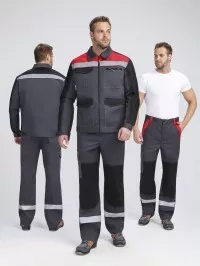 Костюм ProfLineBase-1 (тк.Твил,210) брюки, т.серый/черный/красный