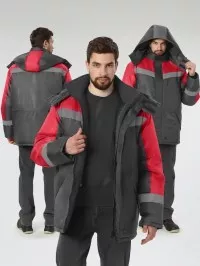 Куртка зимняя Лигор СОП (тк.OxLine,90), т.серый/красный