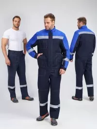 Костюм Бриготек-1 СОП (тк.Смесовая,260) брюки, т.синий/васильковый