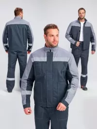 Костюм Бриготек-1 СОП (тк.Смесовая,260) брюки, т.серый/св.серый